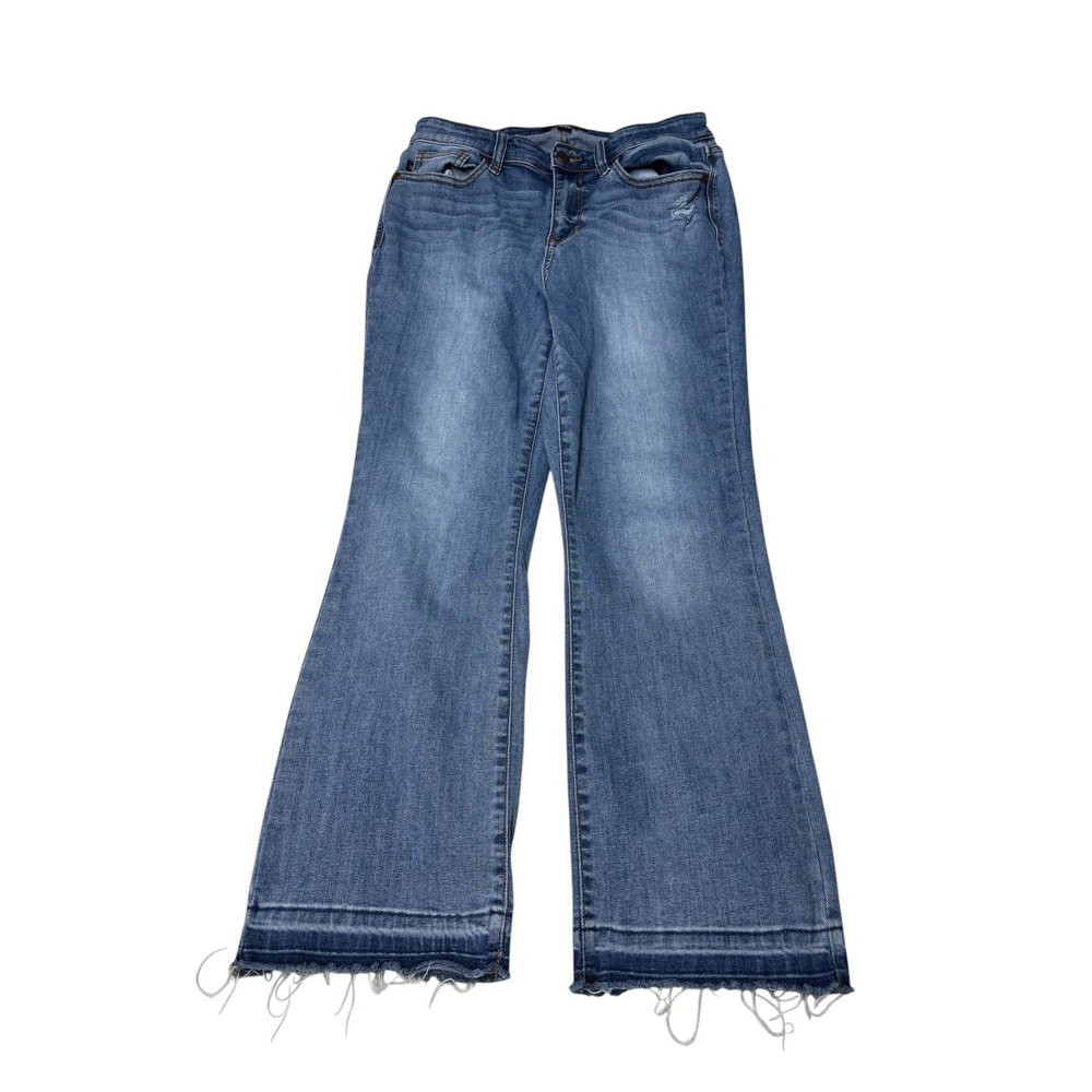 Judy Blue Cropped Bootcut Jeans Medium Wash Distressed Raw Hem Womens 9/29 L26
